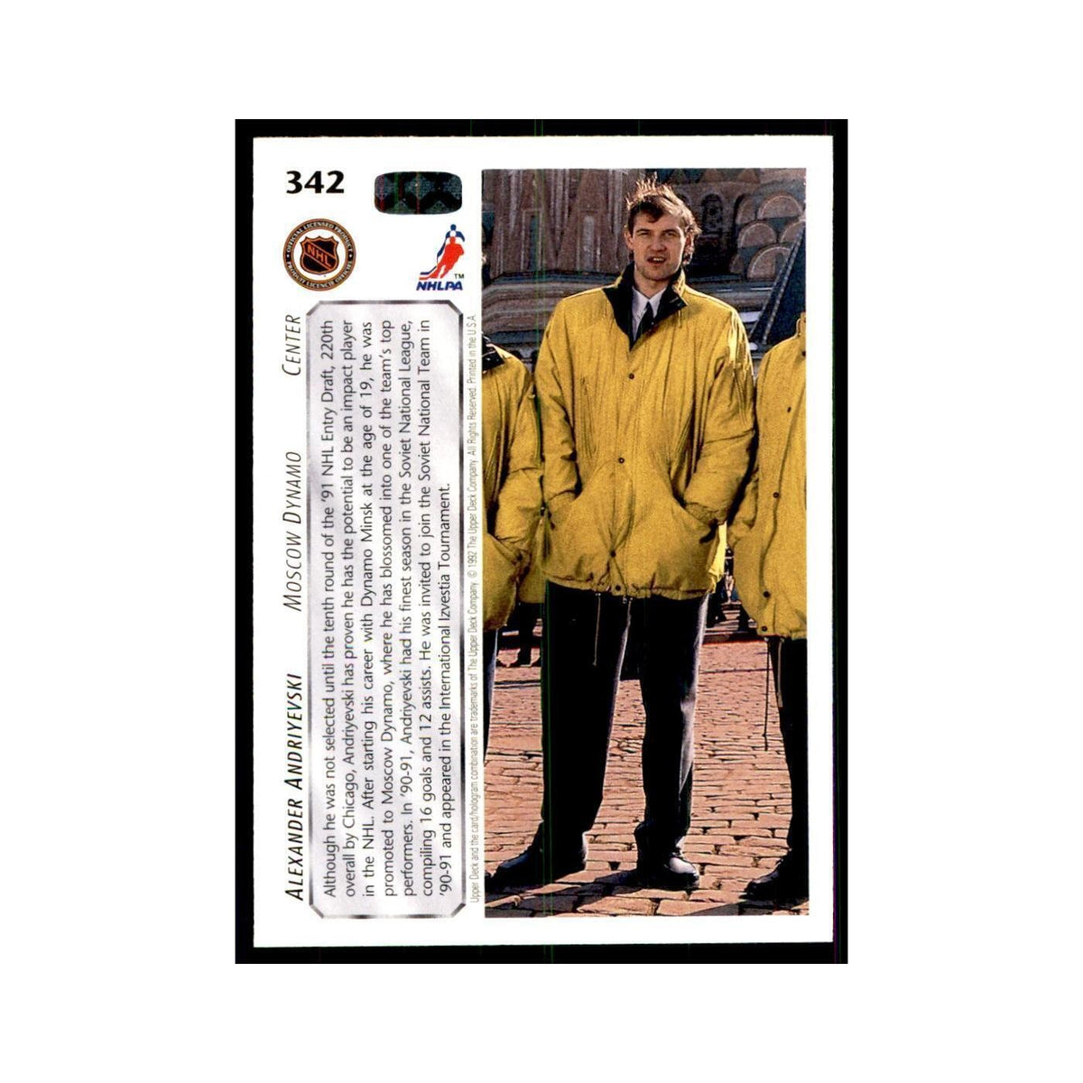 1992 Upper Deck Alexander Andriyevski Hockey Cards #342