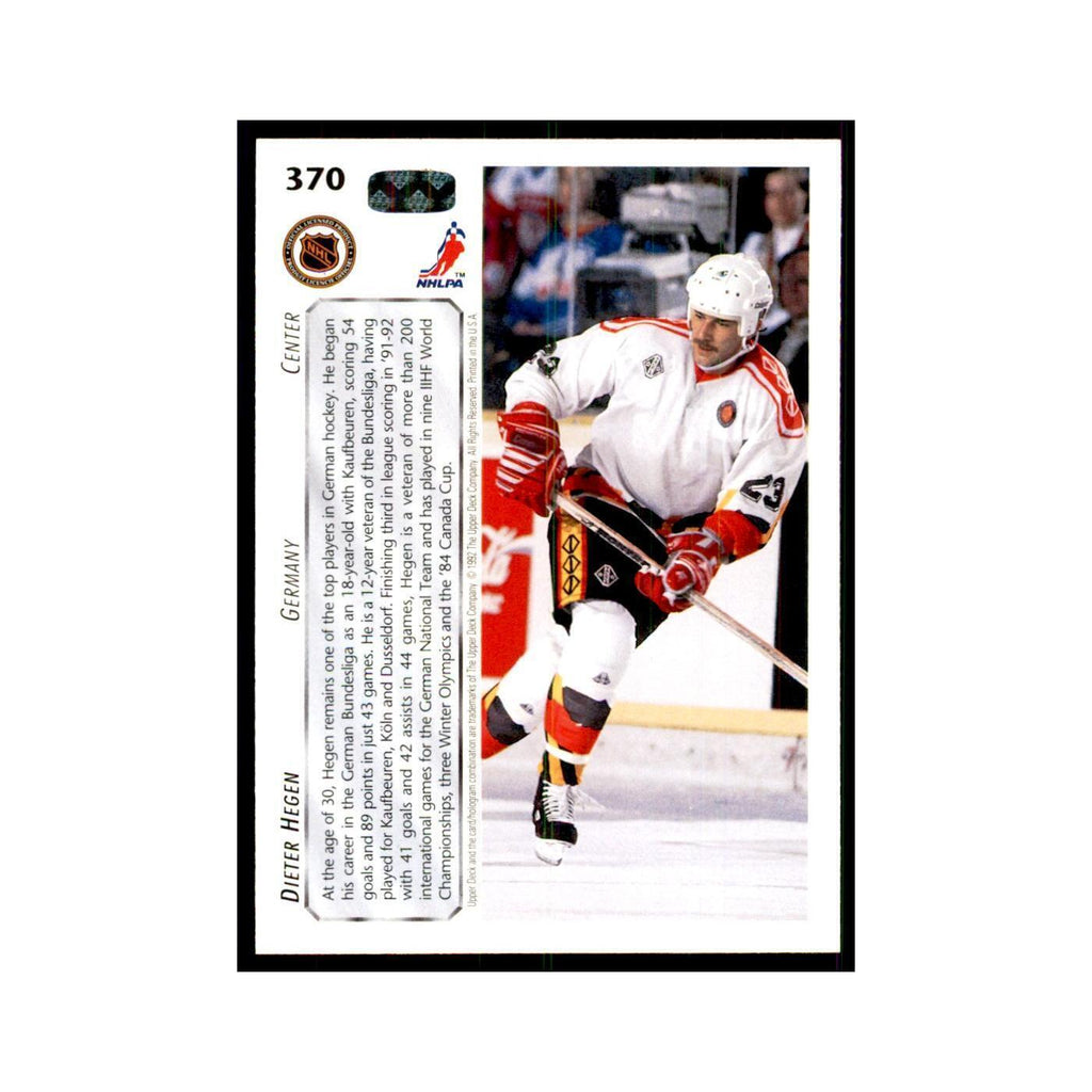 1992 Upper Deck Dieter Hegen Hockey Cards #370