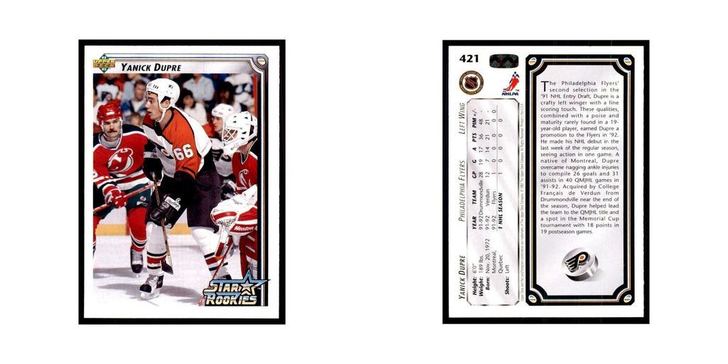 1992 Upper Deck Yanick Dupre Hockey Cards #421