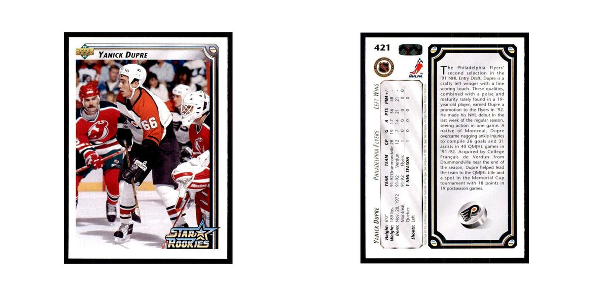 1992 Upper Deck Yanick Dupre Hockey Cards #421