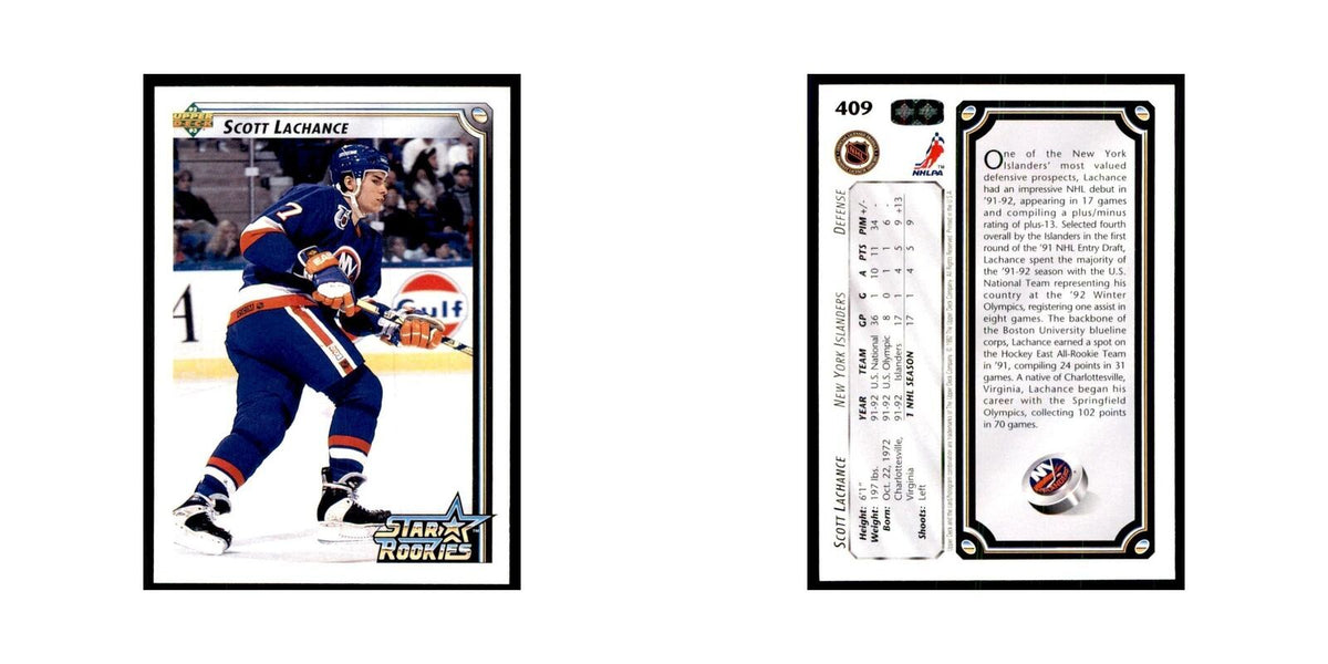 1992 Upper Deck Scott Lachance Hockey Cards #409