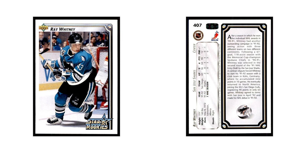 1992 Upper Deck Ray Whitney Hockey Cards #407