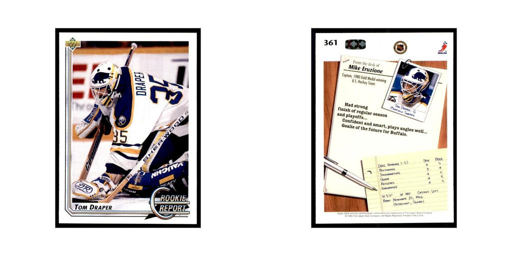 1992 Upper Deck Tom Draper Hockey Cards #361