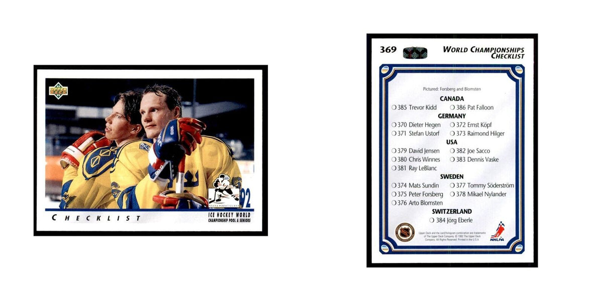 1992 Upper Deck World Championships Checklist Hockey Cards #369