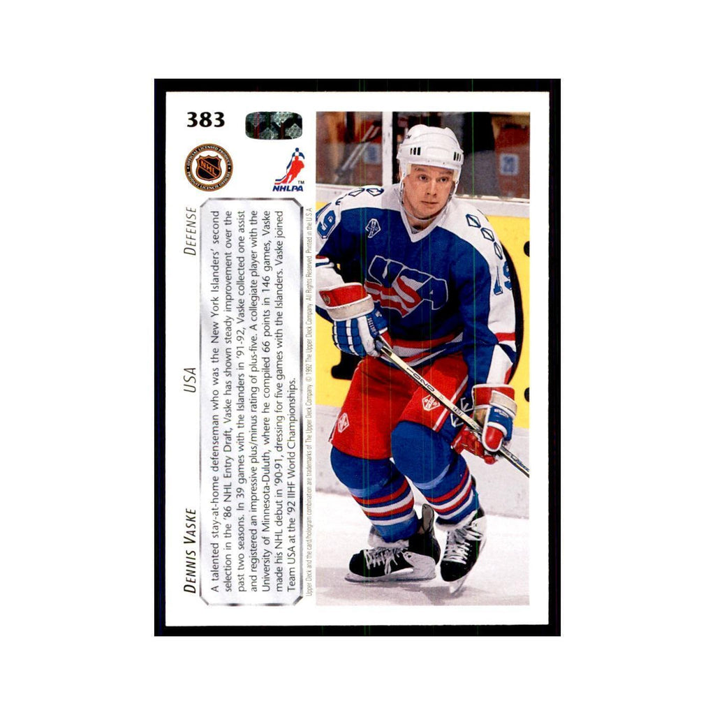 1992 Upper Deck Dennis Vaske Hockey Cards #383