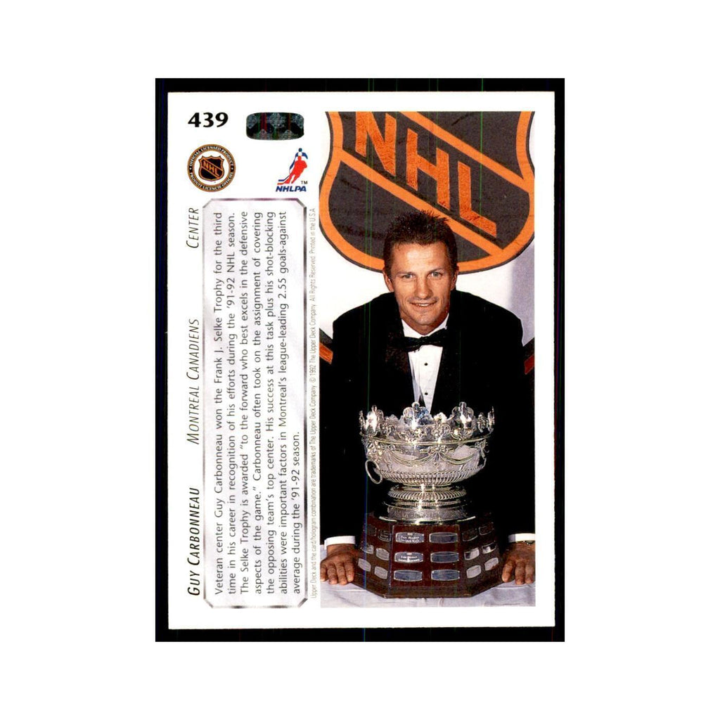 1992 Upper Deck Guy Carbonneau Hockey Cards #439