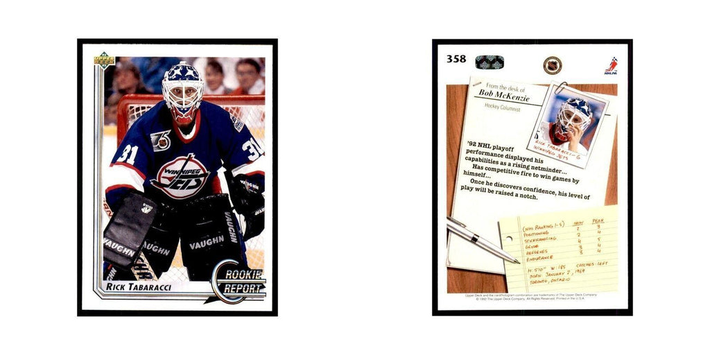 1992 Upper Deck Rick Tabaracci Hockey Cards #358