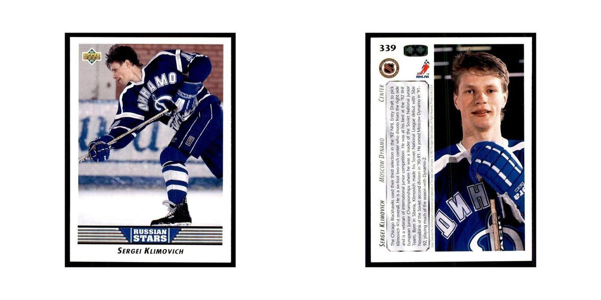 1992 Upper Deck Sergei Klimovich Hockey Cards #339