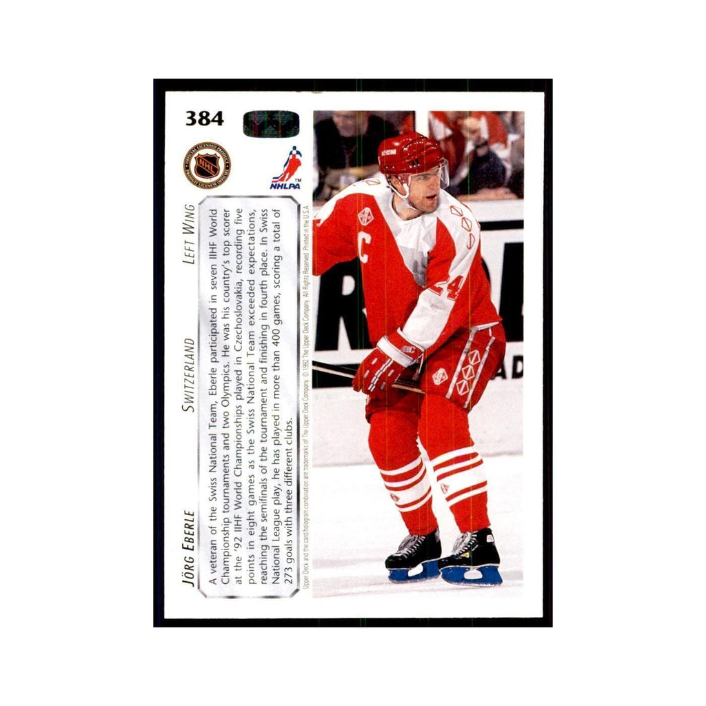 1992 Upper Deck Jorg Eberle Hockey Cards #384