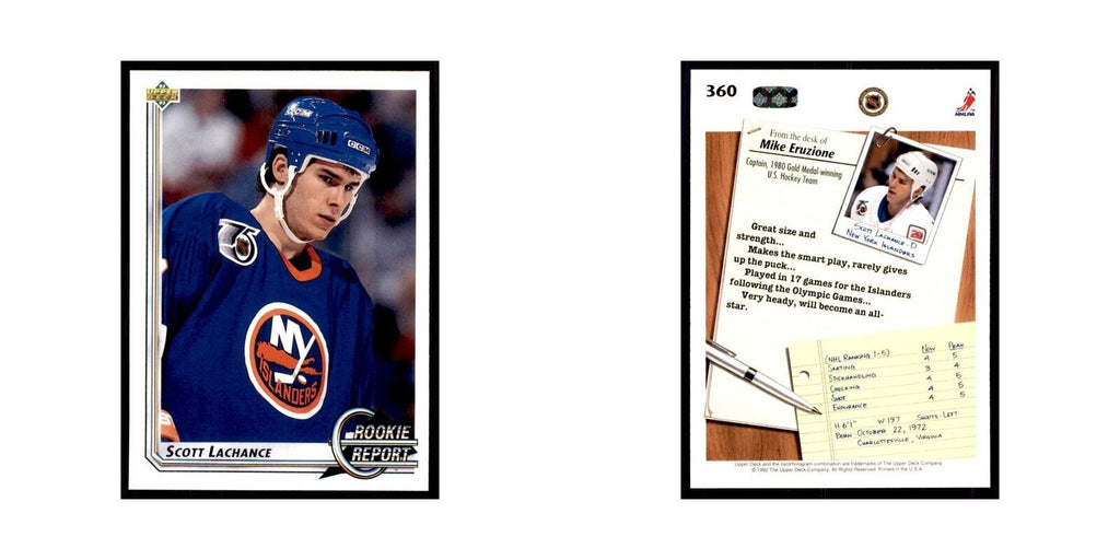 1992 Upper Deck Scott Lachance Hockey Cards #360