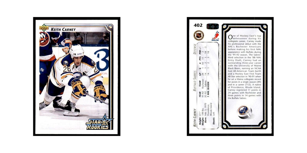 1992 Upper Deck Keith Carney Hockey Cards #402
