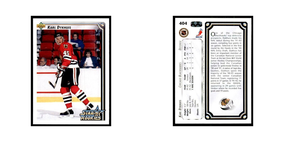 1992 Upper Deck Karl Dykhuis Hockey Cards #404