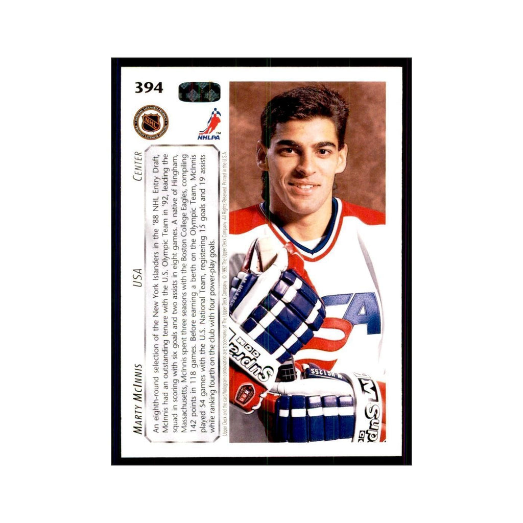 1992 Upper Deck Marty McInnis Hockey Cards #394