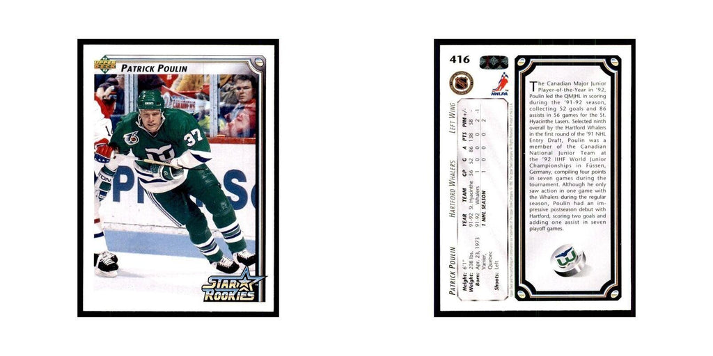 1992 Upper Deck Patrick Poulin Hockey Cards #416