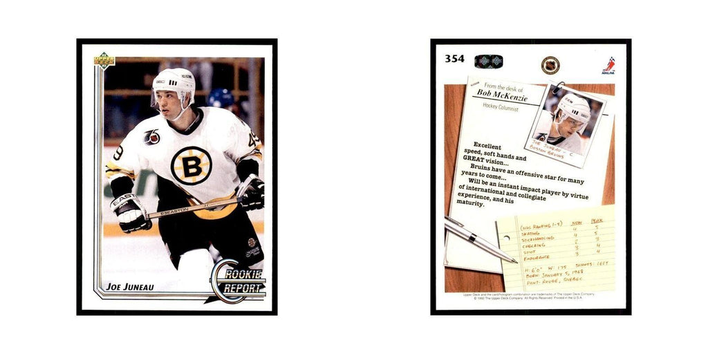 1992 Upper Deck Joe Juneau Hockey Cards #354