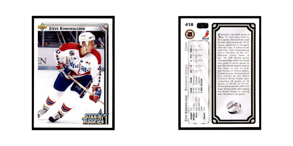 1992 Upper Deck Steve Konowalchuk Hockey Cards #418