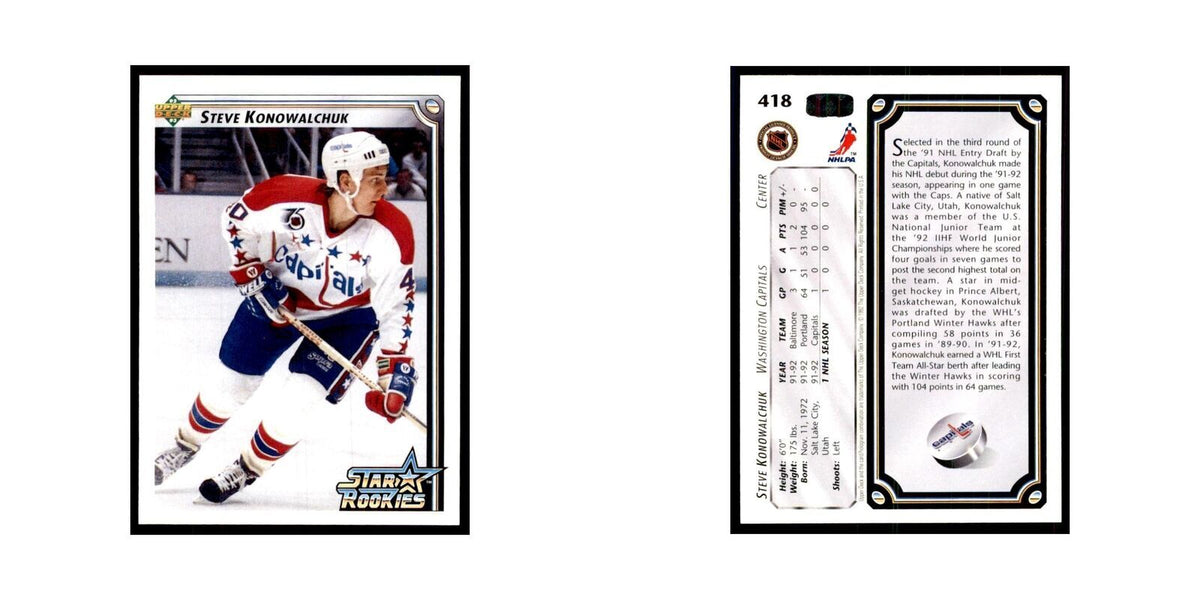 1992 Upper Deck Steve Konowalchuk Hockey Cards #418