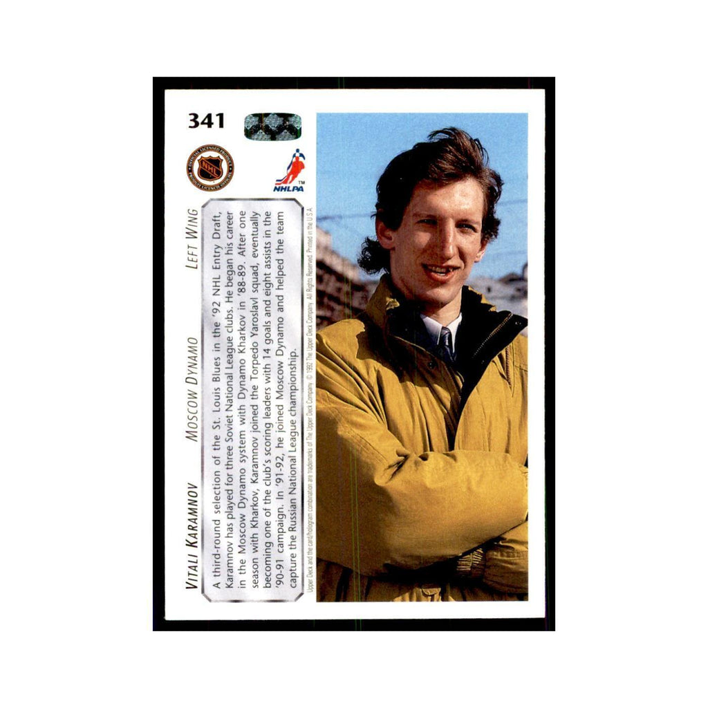 1992 Upper Deck Vitali Karamnov Hockey Cards #341