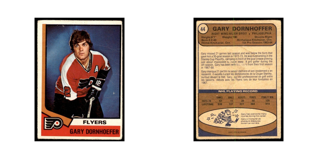 1974 O-Pee-Chee Gary Dornhoefer (Damaged) Philadelphia Flyers #44