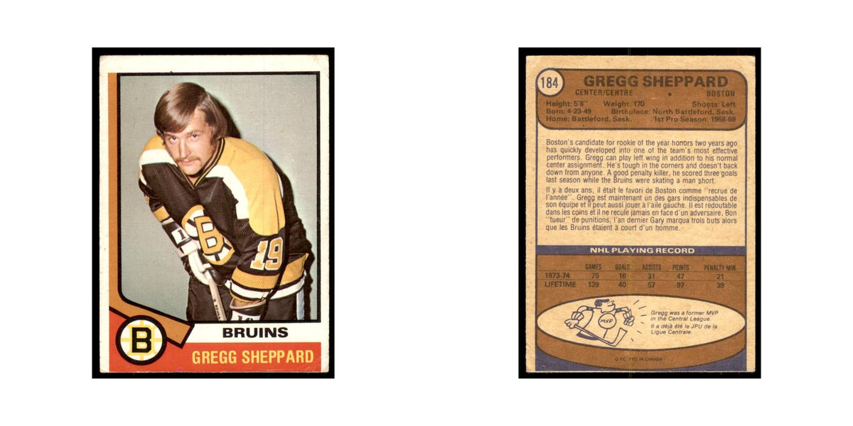 1974 O-Pee-Chee Gregg Sheppard (Damaged) Boston Bruins #184