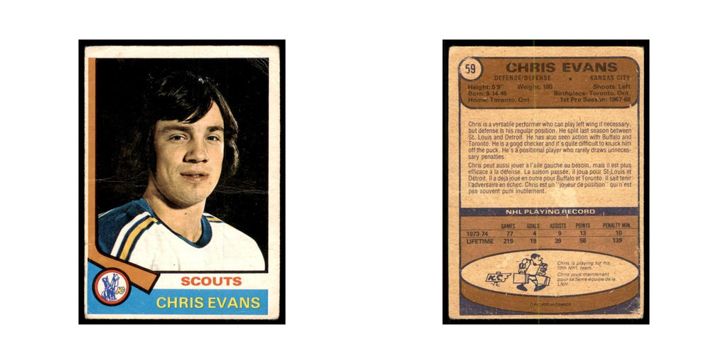 1974 O-Pee-Chee Chris Evans (Damaged) Kansas City Scouts #59