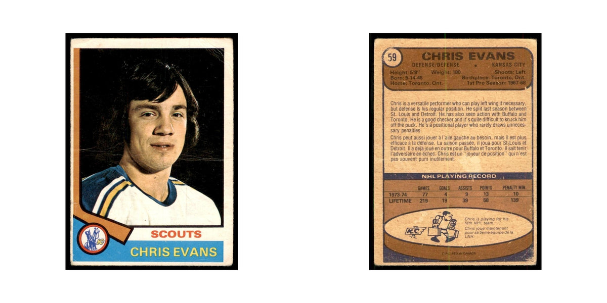 1974 O-Pee-Chee Chris Evans (Damaged) Kansas City Scouts #59