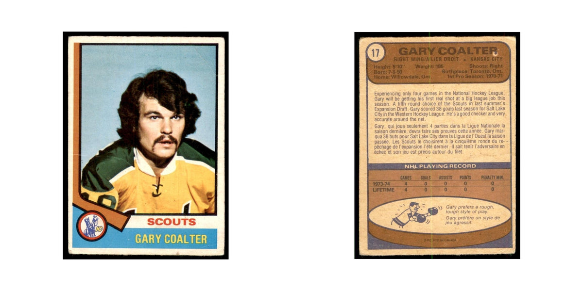1974 O-Pee-Chee Gary Coalter RC (Damaged) Kansas City Scouts #17