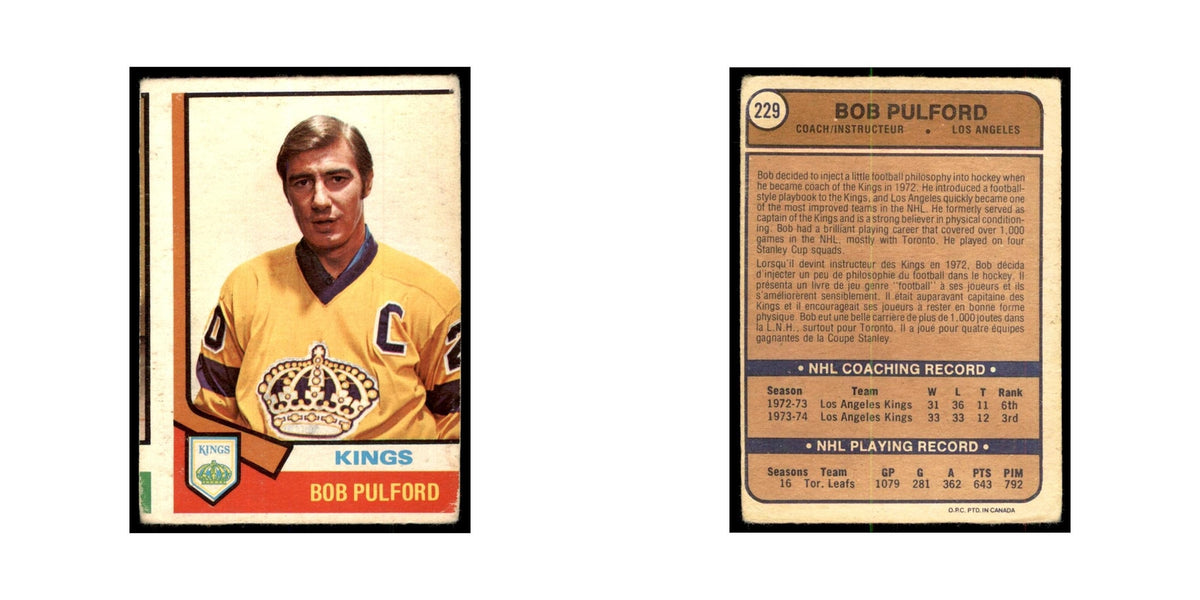 1974 O-Pee-Chee Bob Pulford (Damaged) Los Angeles Kings #229
