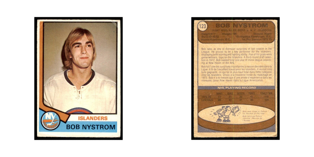 1974 O-Pee-Chee (damaged) Bob Nystrom New York Islanders #123