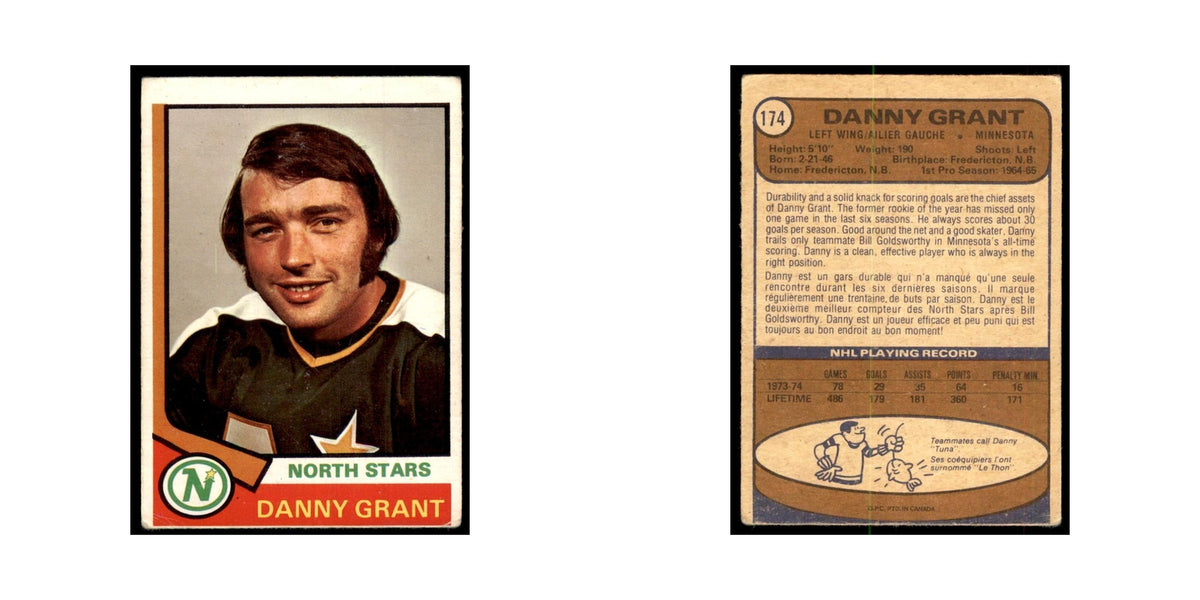 1974 O-Pee-Chee (damaged) Danny Grant Minnesota North Stars #174