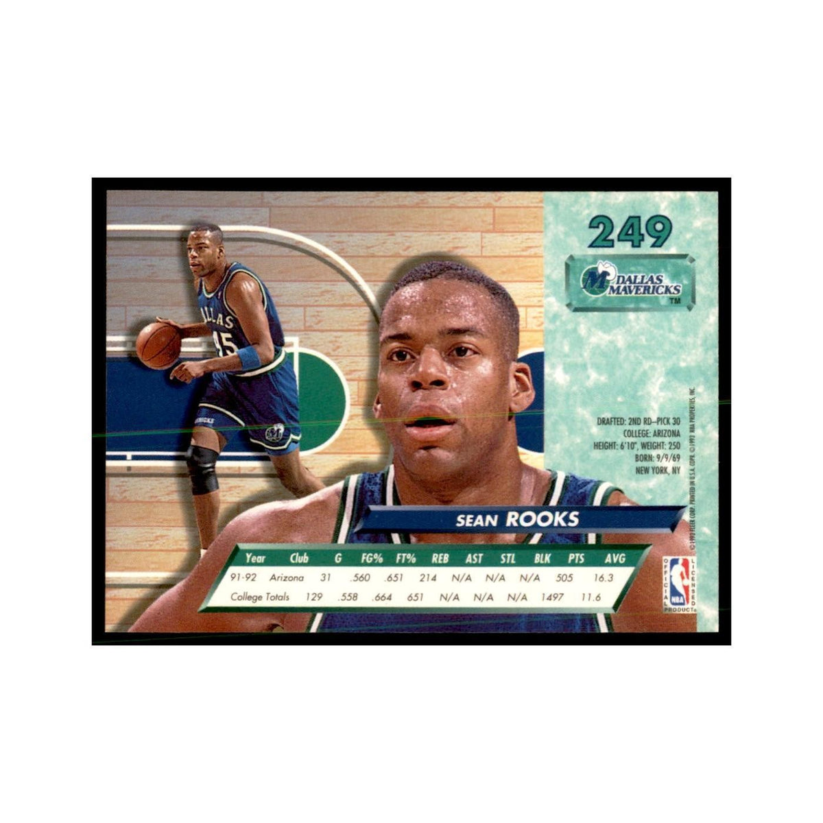 1992 Fleer Ultra Sean Rooks RC Basketball Cards #249