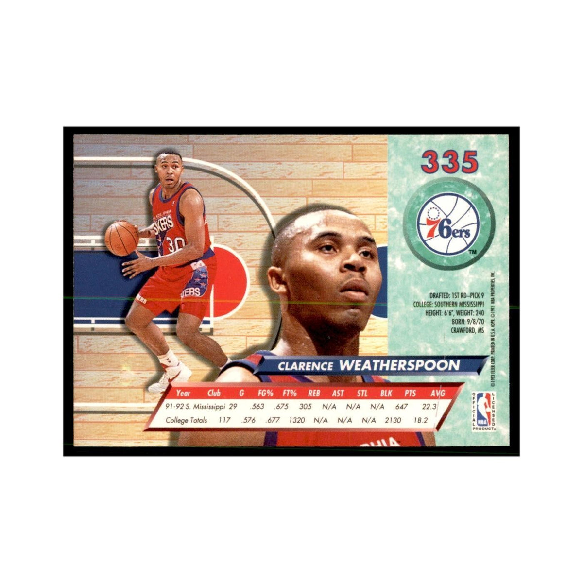1992 Fleer Ultra Clarence Weatherspoon RC Basketball Cards #335