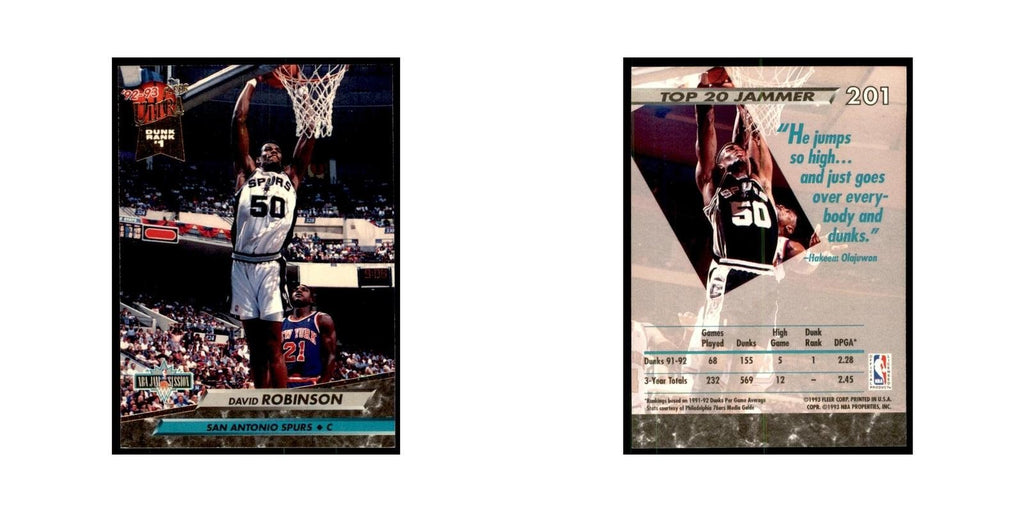 1992 Fleer Ultra David Robinson Basketball Cards #201