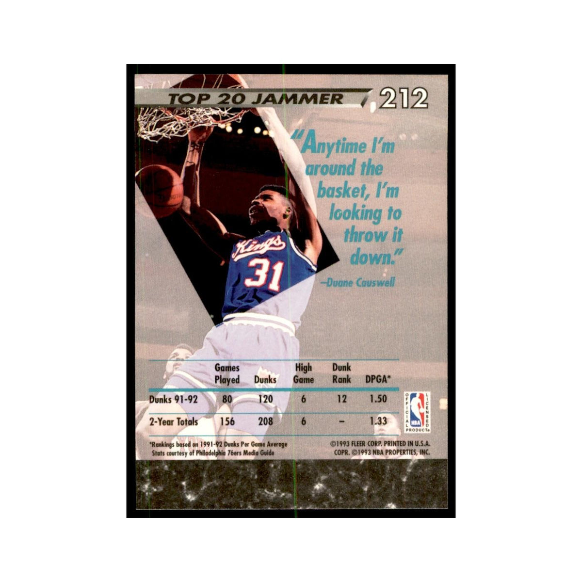 1992 Fleer Ultra Duane Causwell Basketball Cards #212
