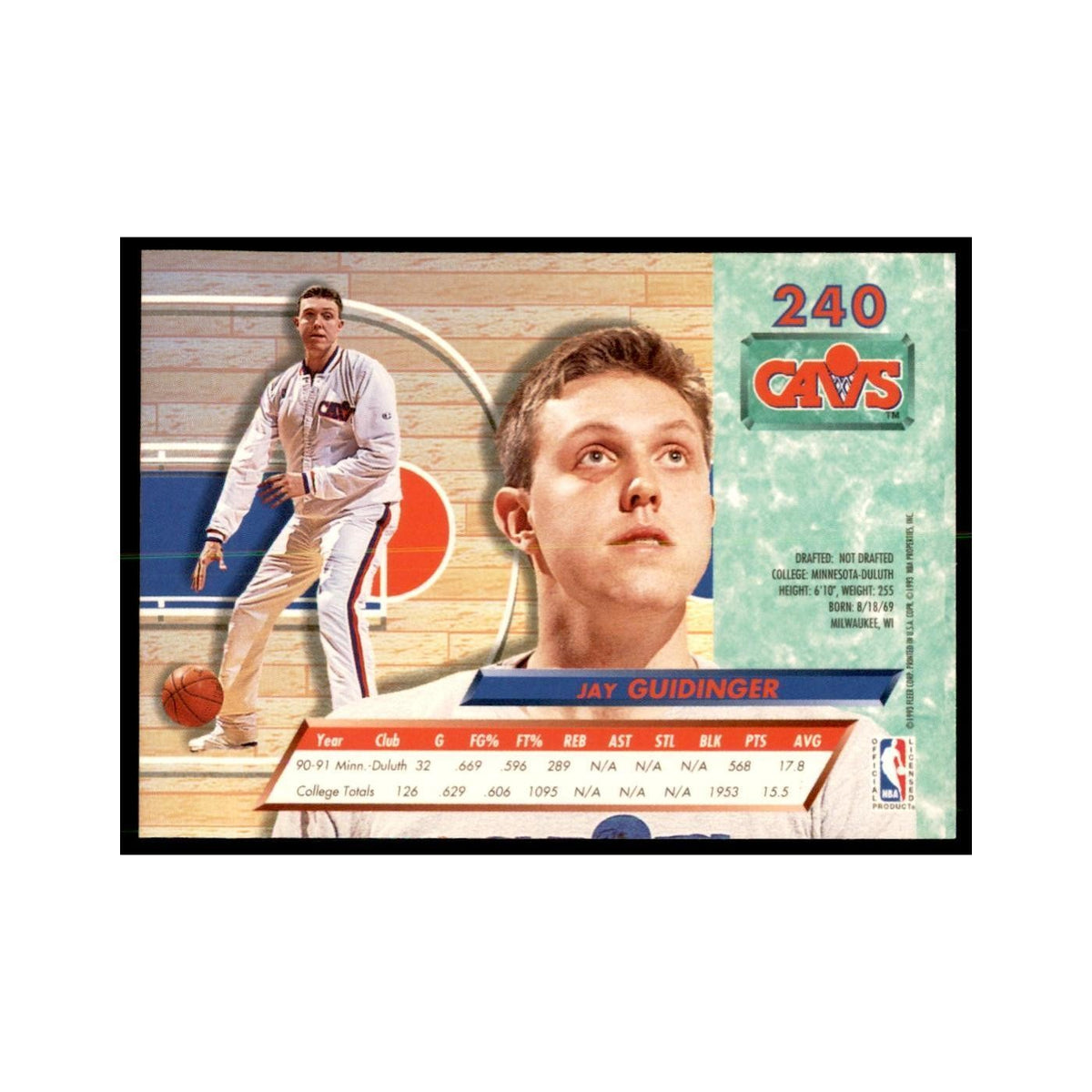 1992 Fleer Ultra Jay Guidinger RC Basketball Cards #240