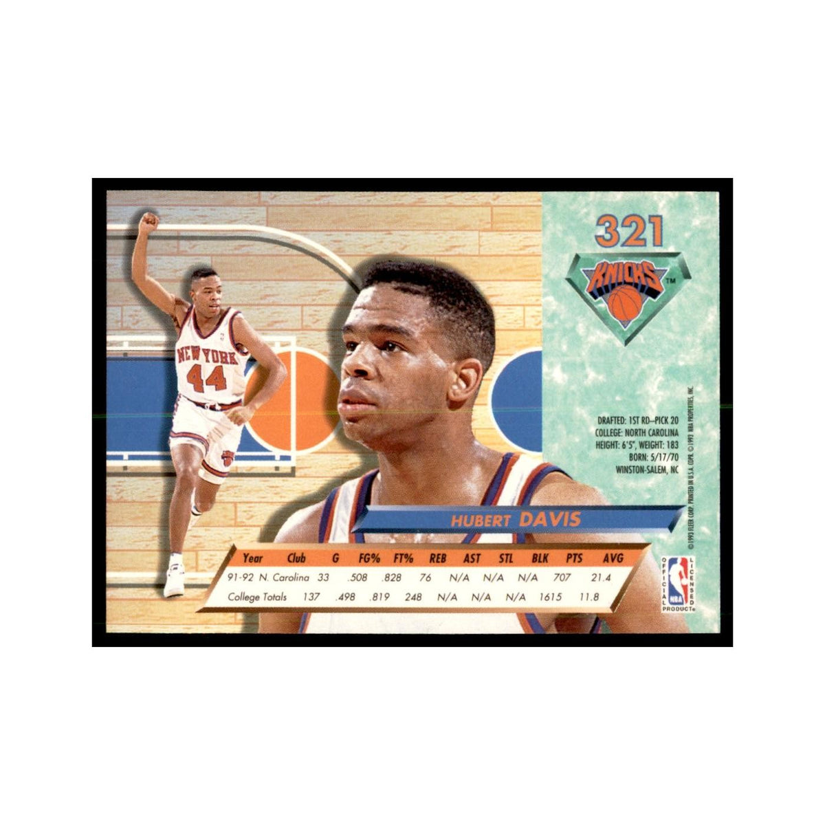 1992 Fleer Ultra Hubert Davis RC Basketball Cards #321