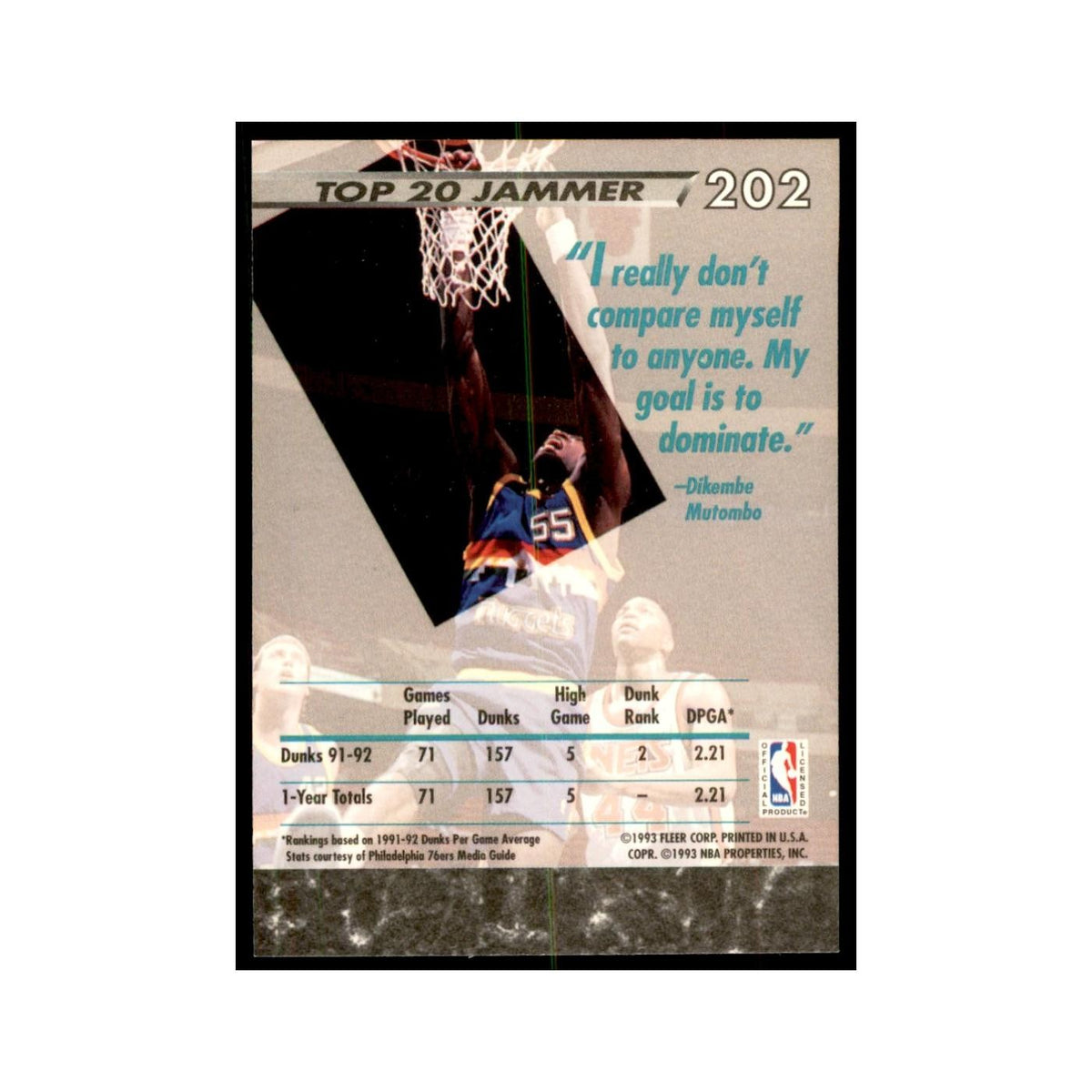 1992 Fleer Ultra Dikembe Mutombo Basketball Cards #202