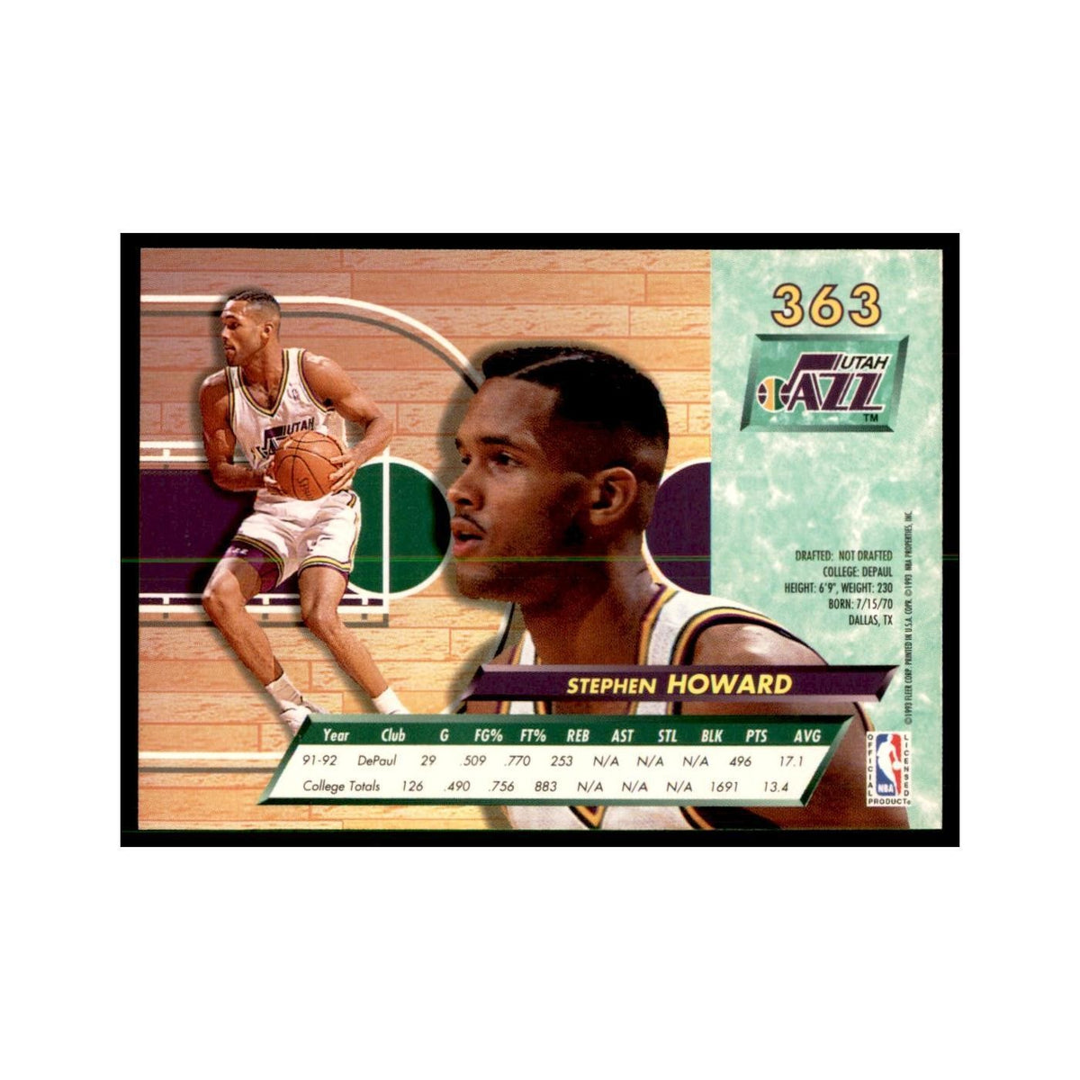 1992 Fleer Ultra Stephen Howard RC Basketball Cards #363