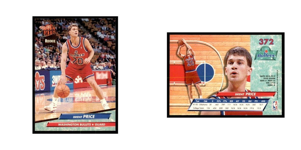 1992 Fleer Ultra Brent Price RC Basketball Cards #372
