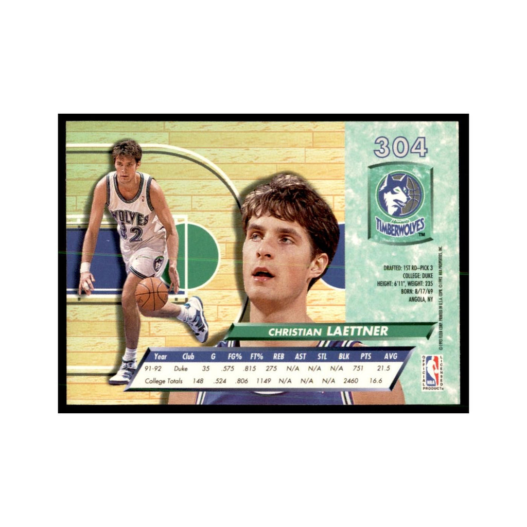 1992 Fleer Ultra Christian Laettner RC Basketball Cards #304