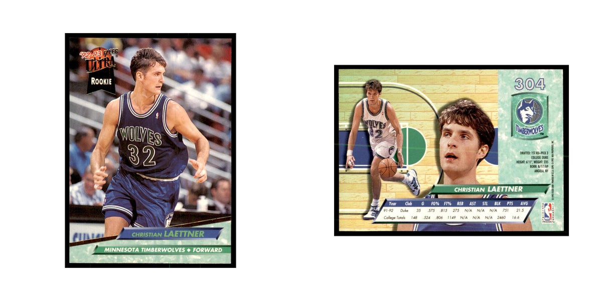 1992 Fleer Ultra Christian Laettner RC Basketball Cards #304