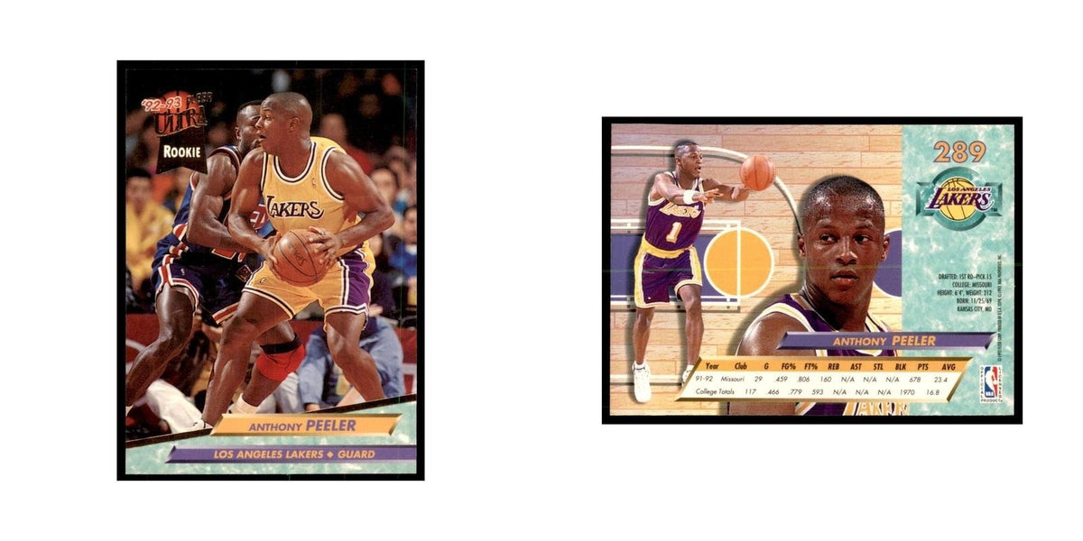 1992 Fleer Ultra Anthony Peeler RC Basketball Cards #289