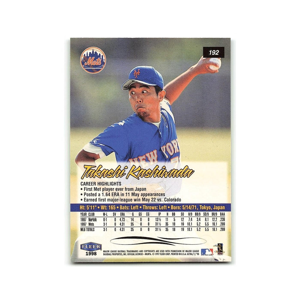 Takashi Kashiwada 1998 Fleer Ultra #192 New York Mets Baseball Card NM