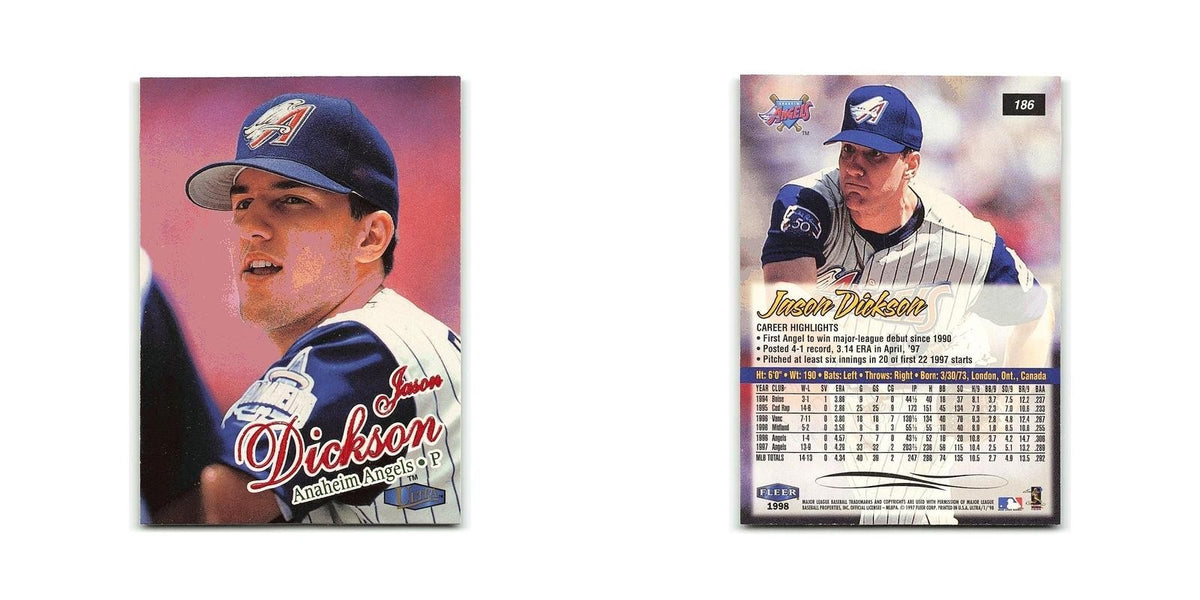 Jason Dickson 1998 Fleer Ultra #186 Anaheim Angels Baseball Card NM