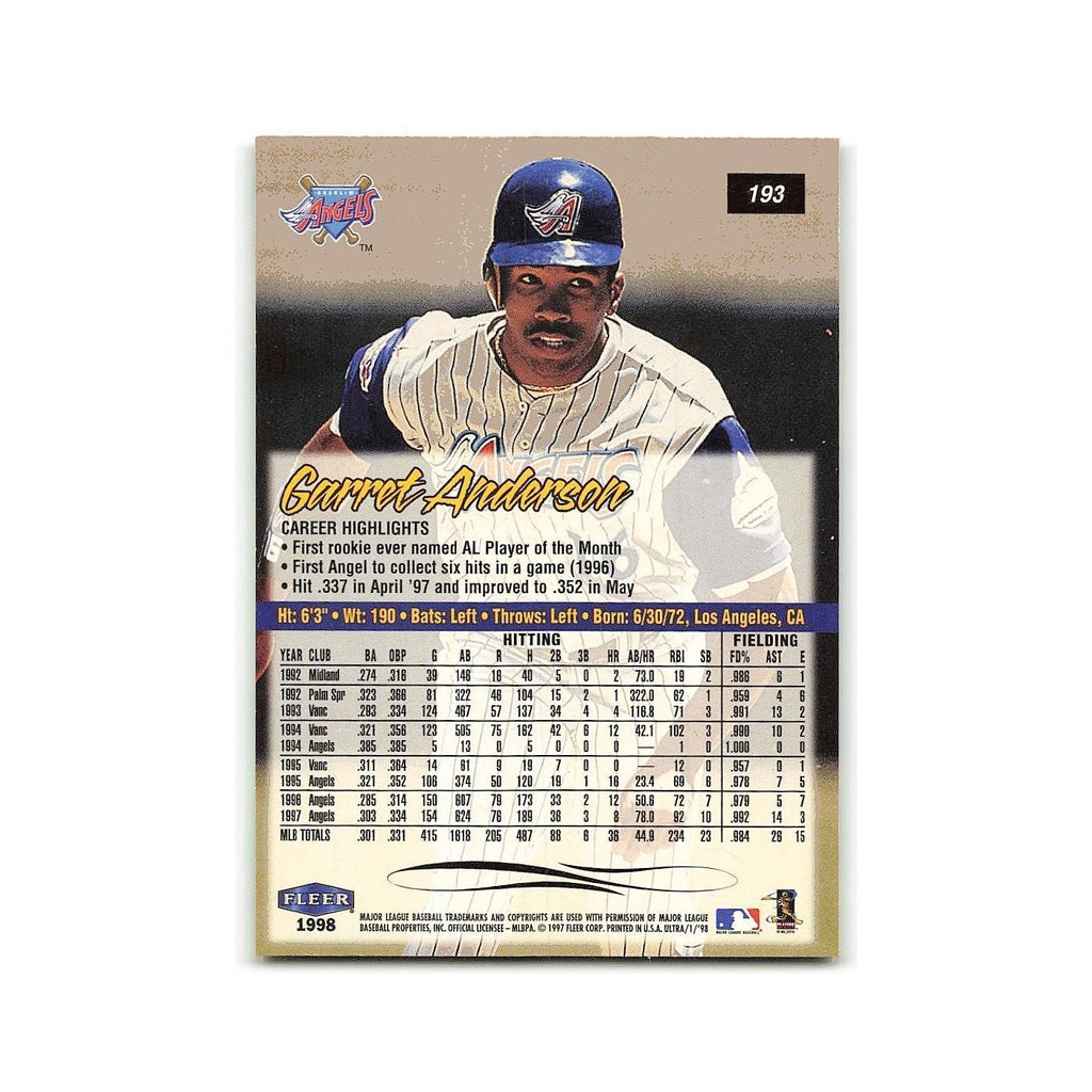 Garret Anderson 1998 Fleer Ultra #193 Anaheim Angels Baseball Card NM