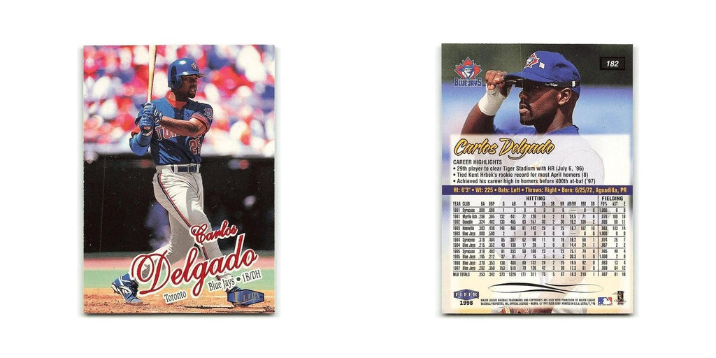 Carlos Delgado 1998 Fleer Ultra #182 Toronto Blue Jays Baseball Card NM