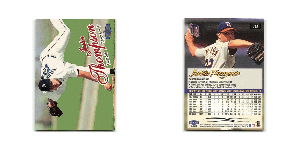 Justin Thompson 1998 Fleer Ultra #189 Detroit Tigers Baseball Card NM
