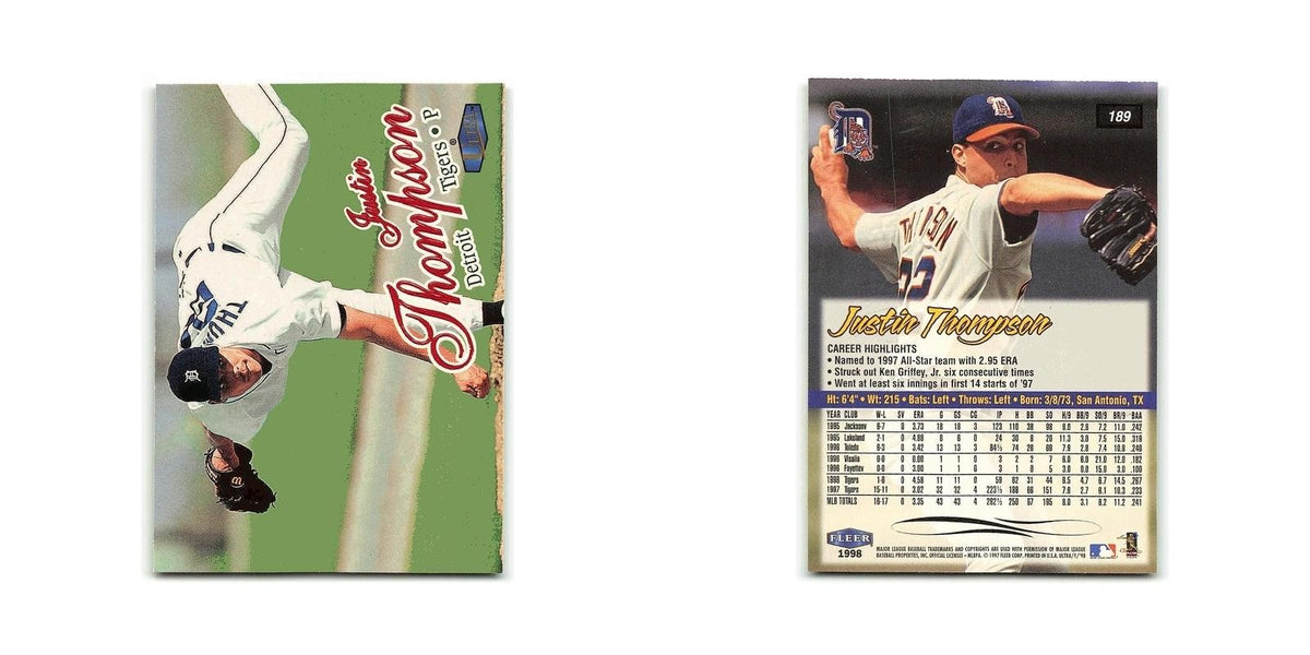 Justin Thompson 1998 Fleer Ultra #189 Detroit Tigers Baseball Card NM