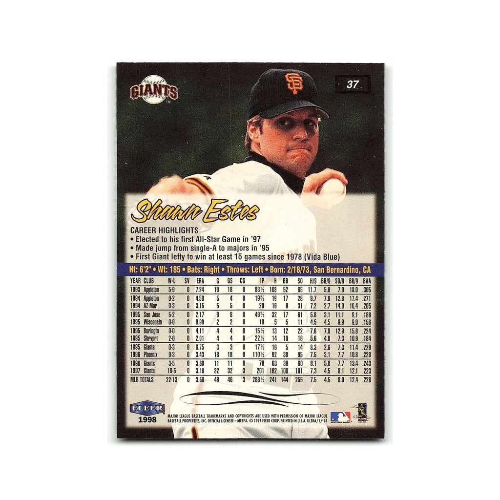 Shawn Estes 1998 Fleer Ultra #37 San Francisco Giants Baseball Card NM