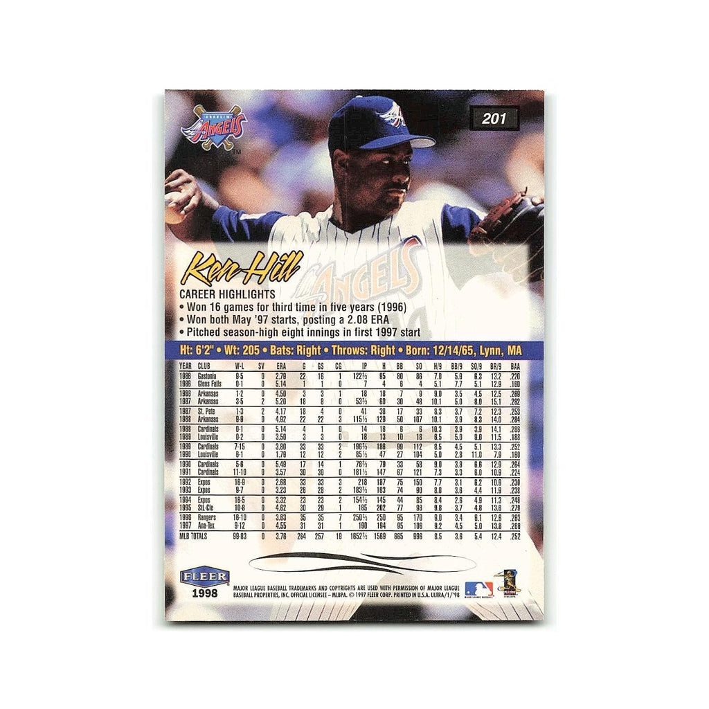 Ken Hill 1998 Fleer Ultra #201 Anaheim Angels Baseball Card NM